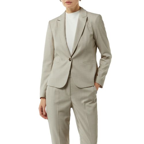 Longblazer COMMA, Damen, Gr. 40, beige (sand), Obermaterial: 66% Polyester, 32% Viskose, 2% Elasthan. Futter: 100% Polyester, unifarben, casual, regular fit normal, tiefer V-Ausschnitt, Langarm, Blazer, mit V - Ausschnitt