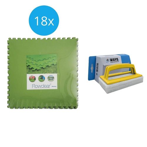 Flowclear - Sparpack - Bodenfliesen - 2 Packungen mit 9 Stück & WAYS Scheuerbürste