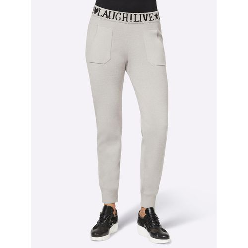 Jogger Pants HEINE, Damen, Gr. 40, Normalgrößen, beige (ecru), 52% Viskose, 26% Polyester, 22% Polyamid, unifarben, meliert, 7/8-Länge, Hosen