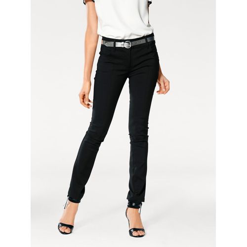 Röhrenhose HEINE, Damen, Gr. 20, Kurzgrößen, schwarz, 48% Baumwolle, 45% Polyester, 7% Elasthan, Miedereinsatz:15% Elasthan, 85% Polyamid, unifarben, lang, Hosen