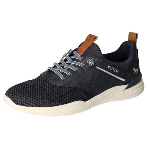 Slip-On Sneaker MUSTANG SHOES, Herren, Gr. 43, blau (navy), Textil, Lederimitat, kontrastfarbene Details, casual, Schuhe, Schlupfschuh, Slipper mit weichem Schaftrand