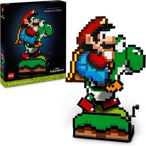 LEGO Super Mario World: Mario & Yoshi Nintendo Set zum Sammeln, pixelige Figuren, Modell zum Bauen und Ausstellen, Wohn-Deko und Sammlerstück, Modellbausatz und Geschenk für erwachsene Fans 71438