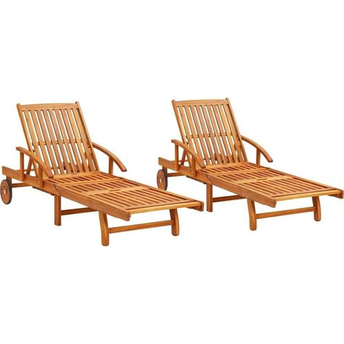 Sonnenliegen 2 Stk. Massivholz Akazie