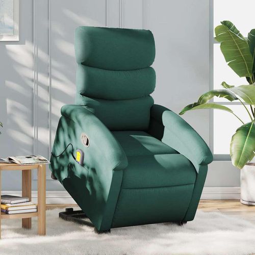 Massagesessel mit Aufstehhilfe Dunkelgrün Stoff 3203996