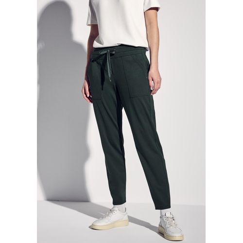 Stoffhose STREET ONE, Damen, Gr. 38, Länge 30, grün (hunter grün), Stoff, 82% Polyester, 18% Elasthan, unifarben, casual, gerade knöchelfrei, Hosen, Middle Waist