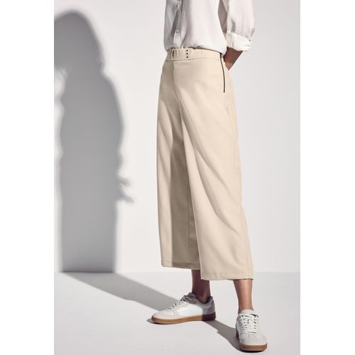 Stoffhose STREET ONE, Damen, Gr. 38, Länge 26, barley beige, Stoff, 97% Polyester, 3% Elasthan, unifarben, casual, loose fit wadenlang, Hosen, High Waist