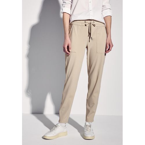Stoffhose STREET ONE, Damen, Gr. 46, Länge 30, barley beige, Stoff, 82% Polyester, 18% Elasthan, unifarben, casual, gerade knöchelfrei, Hosen, Middle Waist