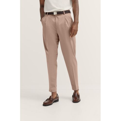 Bundfaltenhose BUGATTI, Herren, Gr. 34, Länge 30, 50, beige, 98% Baumwolle, 2% Elasthan, unifarben, casual, loose fit, Hosen, mit Satin-Stretch