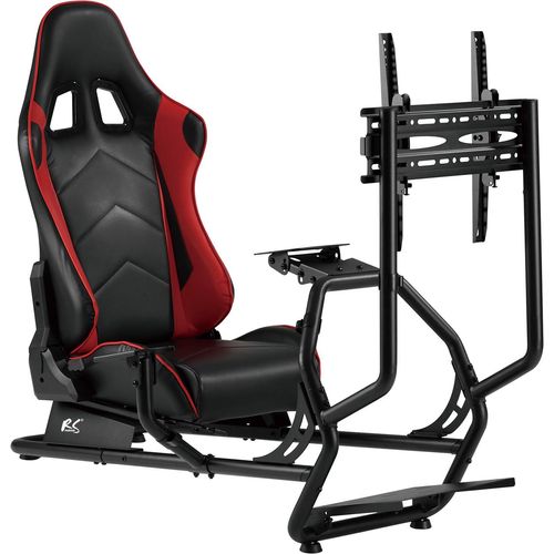 Rennsimulator Cockpit 3 in 1 Gaming Rennsportsitz Spielsitz mit Kunstlederbezug Lenkradständer TV-Halterung bis 50