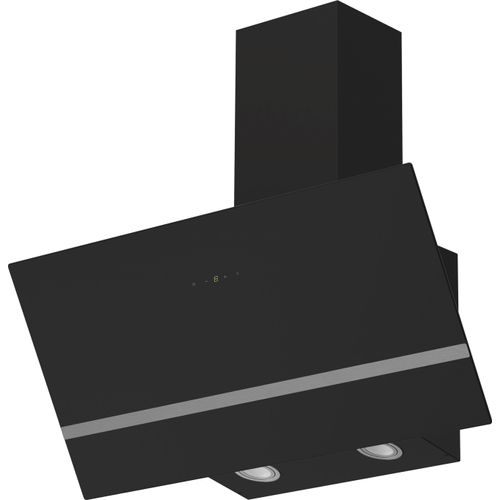 Dunstabzugshaube 80 cm kopffreie Schräghaube Wandhaube Glas Schwarz LED Respekta