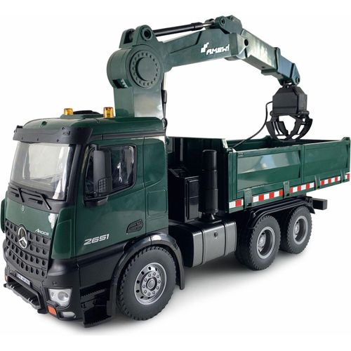 Amewi Mercedes-Benz Arocs Lizenz Kranwagen mit Kipper RTR grün grün RC-LKW