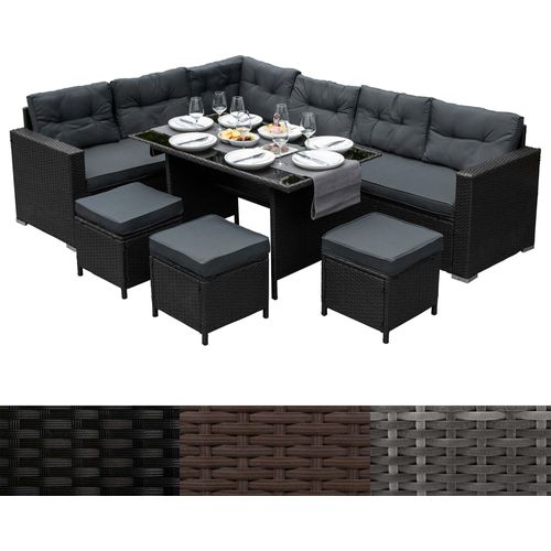 Sitzgruppe Lounge Gartenmöbel Sitzecke Rattan Polyrattan Gartengarnitur Schwarz