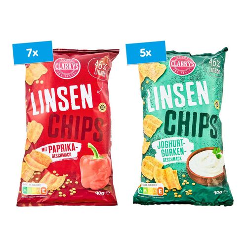 Clarkys Linsenchips 90 g, verschiedene Sorten, 12er Pack