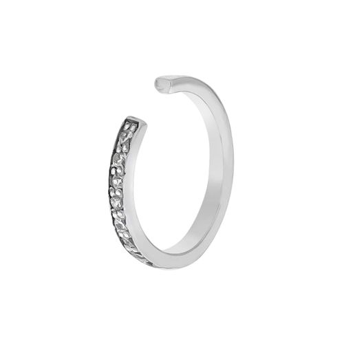 Zeeme Basic Ohrklemme Silber 925 rhodiniert mit 11x Zirkonia weiß