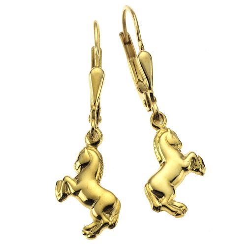 Zeeme for Kids Ohrringe 333 Gold Motiv Pferde