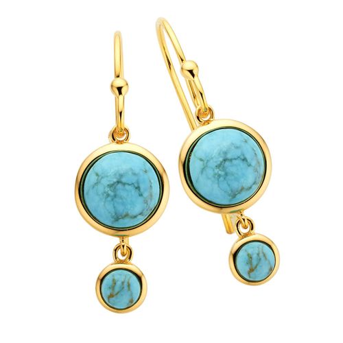 Zeeme Gemstones Ohrringe Silber 925 vergoldet mit rek. Türkis