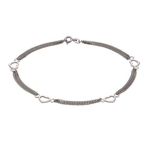 Zeeme Silber Fußkette Silber 925 mit Herz-Motiv 25cm lang