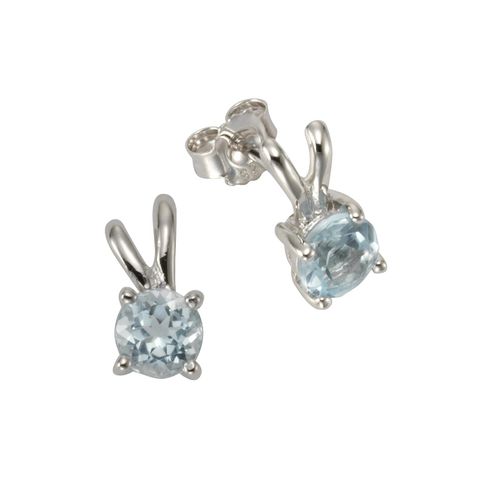 Zeeme Gemstones Ohrringe Silber 925 rhodiniert mit 2x Blautopas (beh.) 6mm