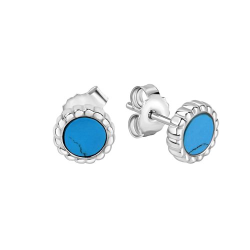 Zeeme Basic Ohrringe Silber 925 rhodiniert mit syn. Türkis