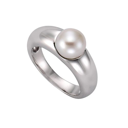 Zeeme Pearls Ring 925 Sterling Silber Muschelkernperle weiß
