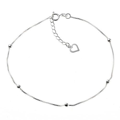 Zeeme Basic Fußkette Silber 925 mit Herz-Motiv 22,5+2cm lang