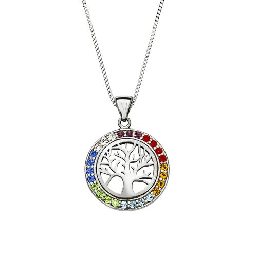 Zeeme Silber Halskette Silber 925 rhodiniert mit Lebensbaum-Motiv