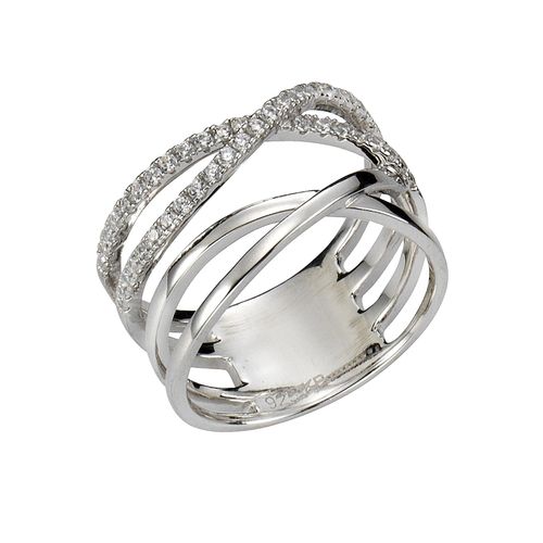Zeeme Silber Ring 925 Silber rhodiniert Zirkonia weiß