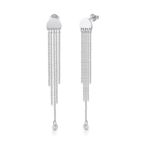 Zeeme Silber Ohrringe Silber 925 rhodiniert 70mm lang mit Zirkonia-Steinen