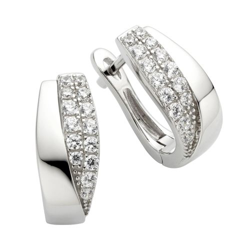 Zeeme Silber Ohrringe Silber 925 rhodiniert mit Zirkonia weiß
