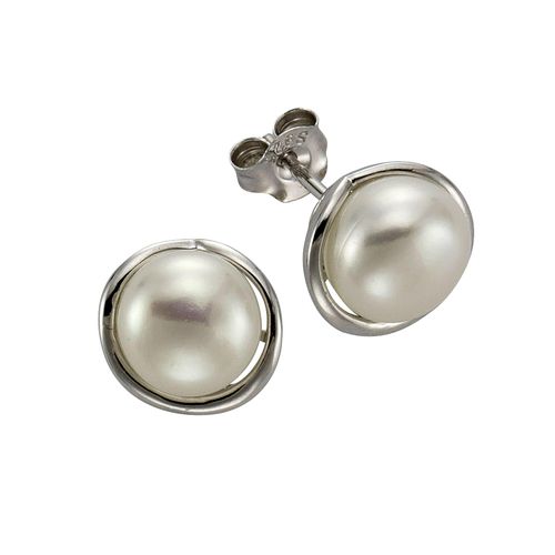 Zeeme Pearls Ohrstecker 925/- Sterling Silber Perle weiß