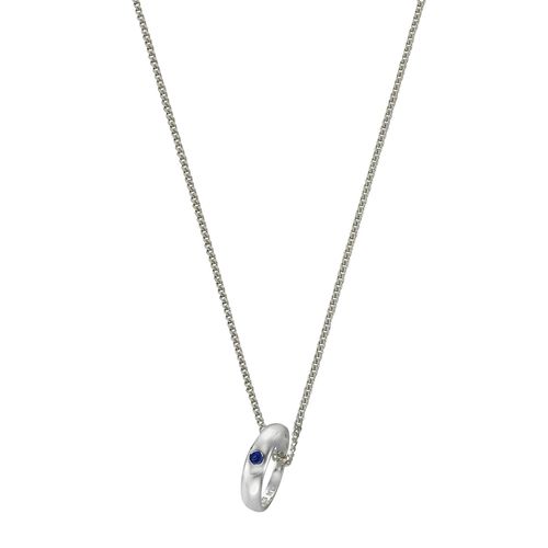 Zeeme for Kids Halskette 925 Silber Taufring mit Safir blau