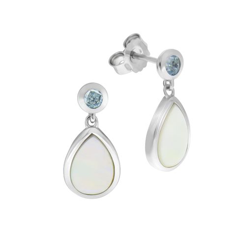 Zeeme Gemstones Ohrhänger 925/- Sterling Silber Blautopas Perlmutt