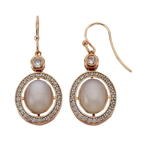 Zeeme Gemstones Ohrringe Silber 925 rosé vergoldet Zirkonia Mondstein echt