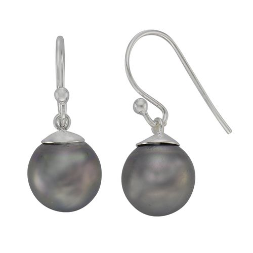 Zeeme Pearls Ohrringe Silber 925 mit 2 grauen Perlen 10mm