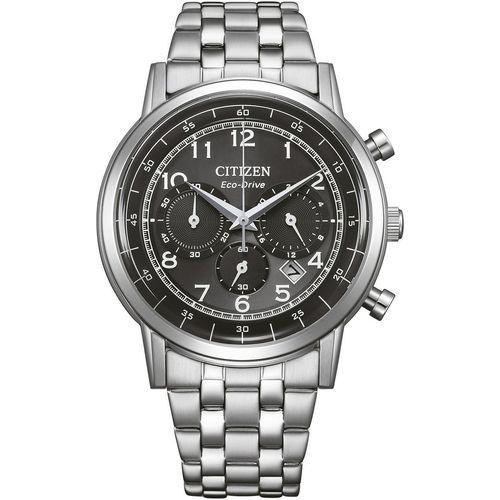 Chronograph CITIZEN, silberfarben, grau, Armbanduhren, Herren, Armbanduhr, Solar, Herrenuhr, Edelstahlarmband, Datum, Stoppfunktion