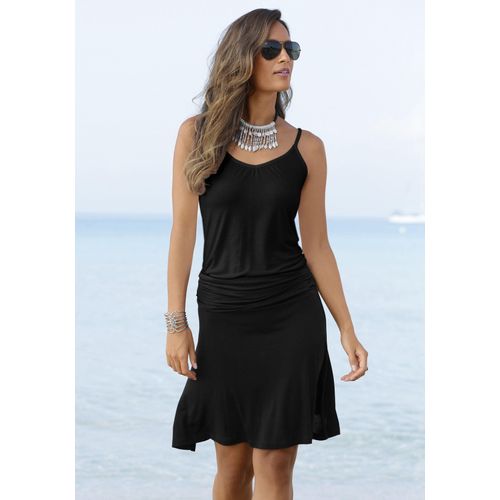 Strandkleid BEACHTIME, Damen, Gr. 38, N-Gr, schwarz, Jersey, Obermaterial: 100% Viskose, casual, figurumspielend kniefrei, V-Ausschnitt, ohne Ärmel, Kleider, aus Viskosejersey mit verstellbaren Trägern, kurzes Sommerkleid