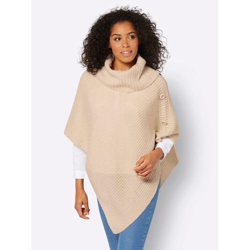 Poncho CASUAL LOOKS, Damen, Gr. 2, beige (elfenbein, ecru, meliert), 100% Polyacryl, meliert, ohne Ärmel, Jacken