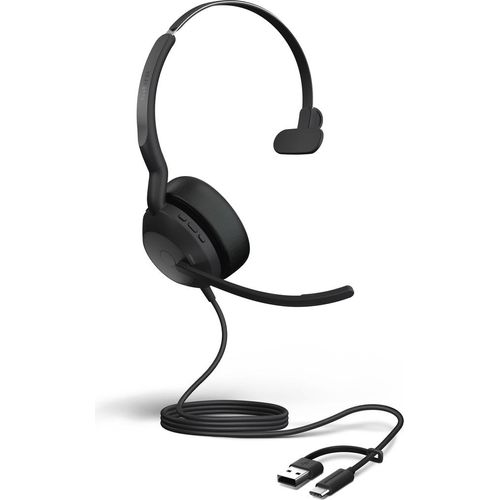 Jabra Headset Evolve2 50 On-Ear monaural kabelgebunden USB-C- auf USB-A ohne Bluetooth ohraufliegend Nr. 25069-889-899, UC Noise Cancelling