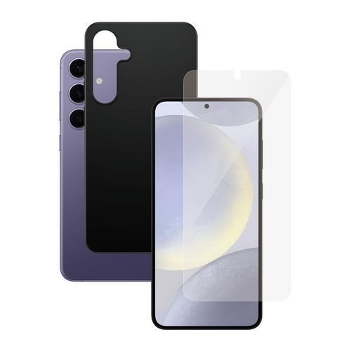 Hülle Galaxy S24+ und schutzfolie - Silikon - Schwarz