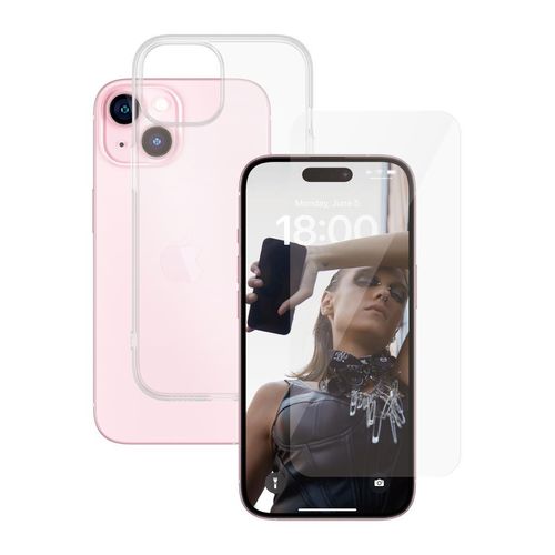 Hülle iPhone 15 und schutzfolie - Silikon - Transparent