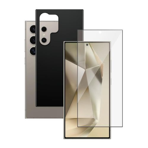 Hülle Galaxy S24 Ultra und schutzfolie - Silikon - Schwarz