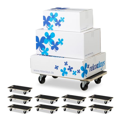 relaxdays 10 x Transportroller mit Bremse 400 kg