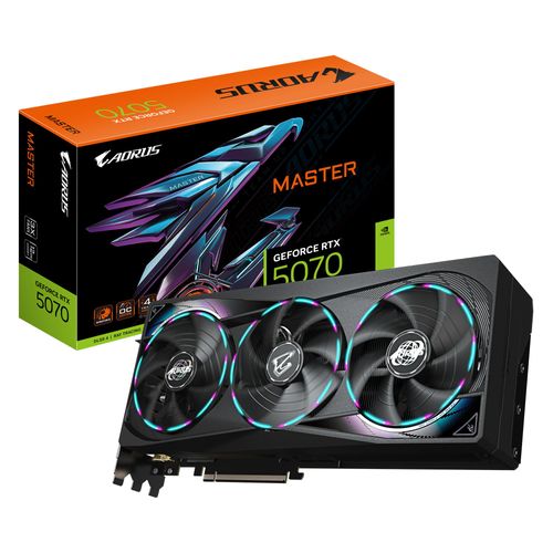 Gigabyte AORUS GeForce RTX 5070 MASTER 12G | NVIDIA | 12 GB | GeForce RTX 5070 | Anzahl HDMI-Anschlüsse 1 | PCI-E 5.0