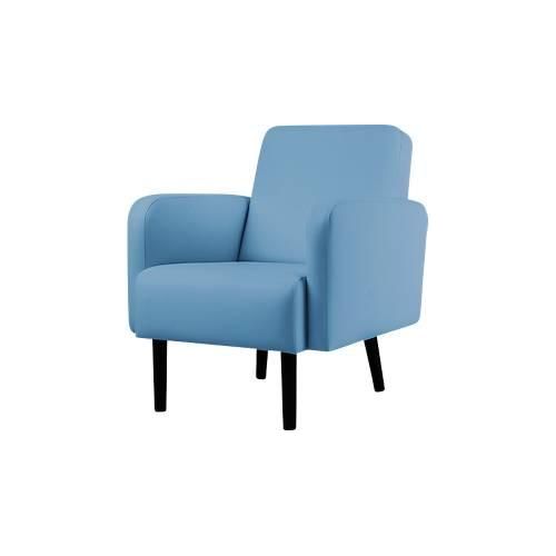 Sessel meet® by Paperflow LISBOA, desinfektionsmittelbeständiger Kunstlederbezug blau, Fußgestell schwarz, B 710 x T 815 x H 830 mm