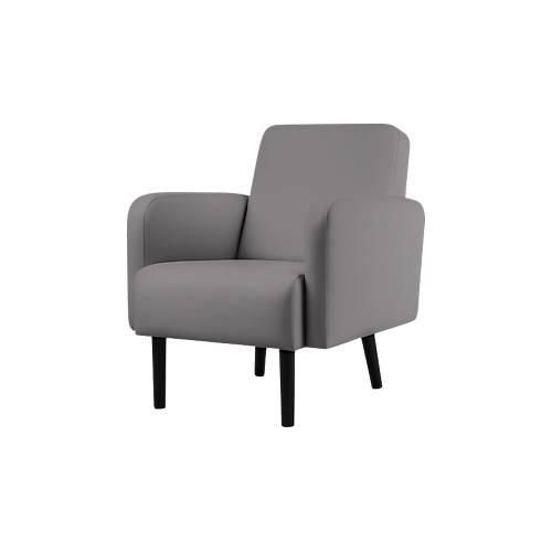 Sessel meet® by Paperflow LISBOA, desinfektionsmittelbeständiger Kunstlederbezug grau, Fußgestell schwarz, B 710 x T 815 x H 830 mm