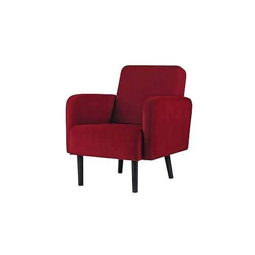 Sessel meet® by Paperflow LISBOA, Samtbezug rot, Fußgestell schwarz, B 710 x T 815 x H 830 mm