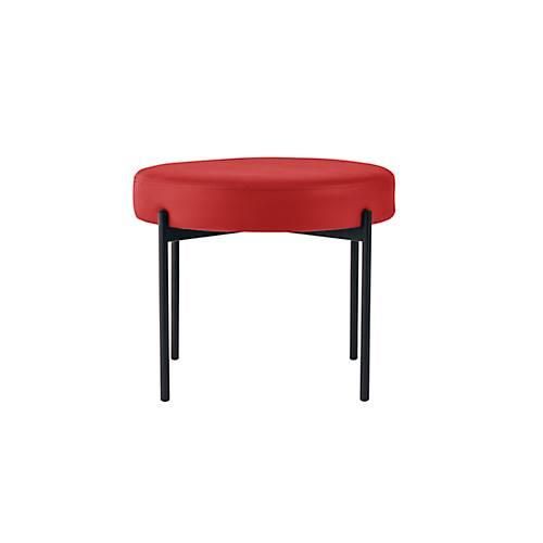 Sitzbank meet® by Paperflow GAIA, rund, desinfektionsmittelbeständiger Kunstlederbezug rot, 4-Fußgestell mattschwarz, B 575 x T 575 x H 455 mm