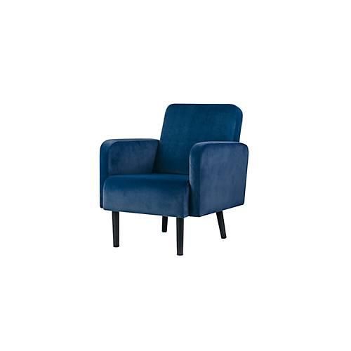 Sessel meet® by Paperflow LISBOA, Samtbezug blau, Fußgestell schwarz, B 710 x T 815 x H 830 mm