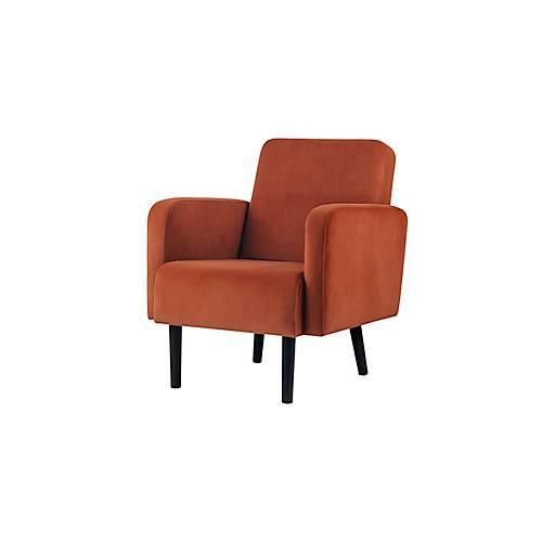 Sessel meet® by Paperflow LISBOA, Samtbezug rostfarben, Fußgestell schwarz, B 710 x T 815 x H 830 mm