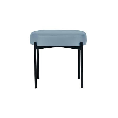 Sitzbank meet® by Paperflow GAIA, oval S, desinfektionsmittelbeständiger Kunstlederbezug blau, 4-Fußgestell mattschwarz, B 490 x T 380 x H 455 mm